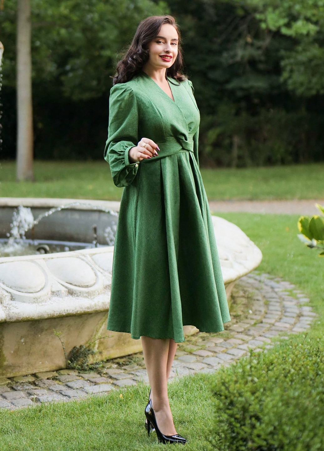 Зелена святковий, кежуал сукня кльош SHEIN однотонна