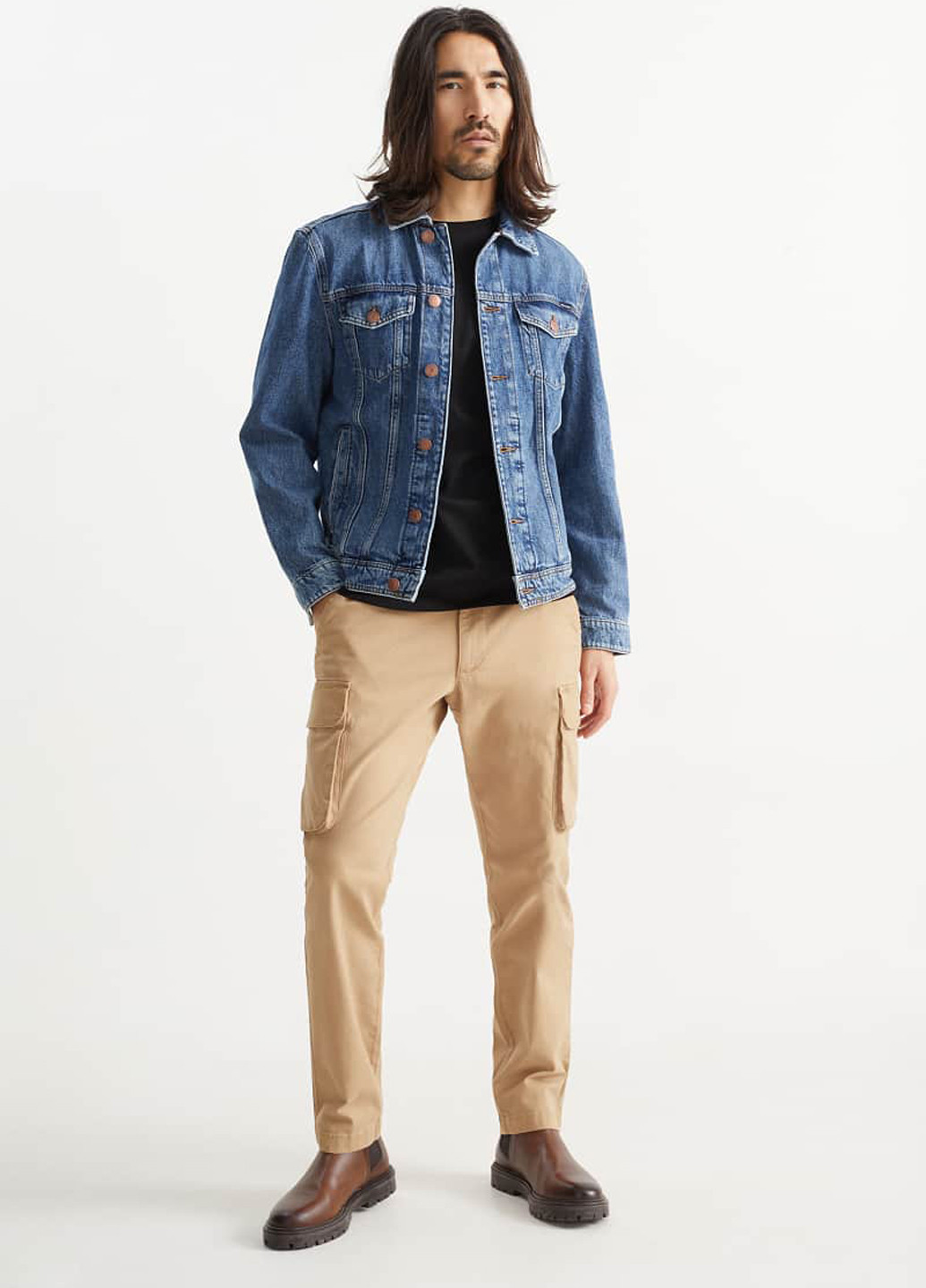 Бежевые кэжуал демисезонные карго брюки C&A