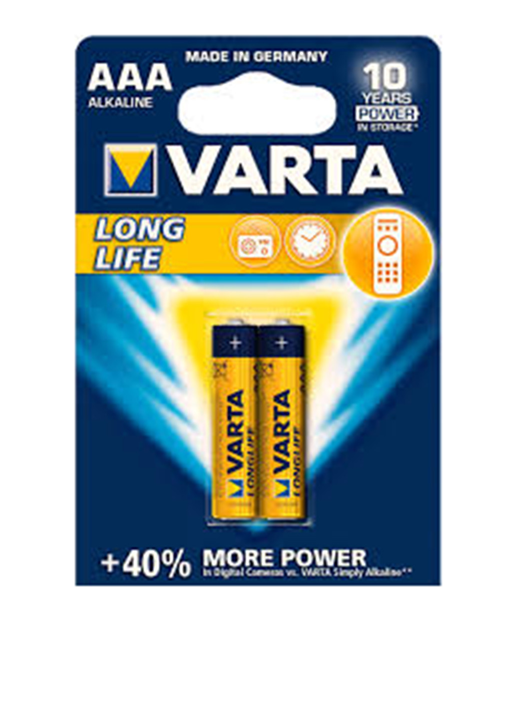 Батарейка Varta LONGLIFE AAA BLI 2 ALKALINE (04103101412) жёлтые