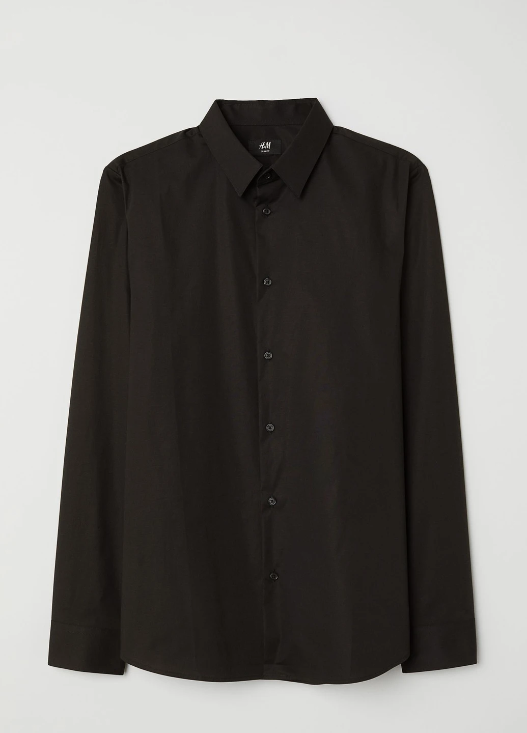 Черная рубашка однотонная H&M