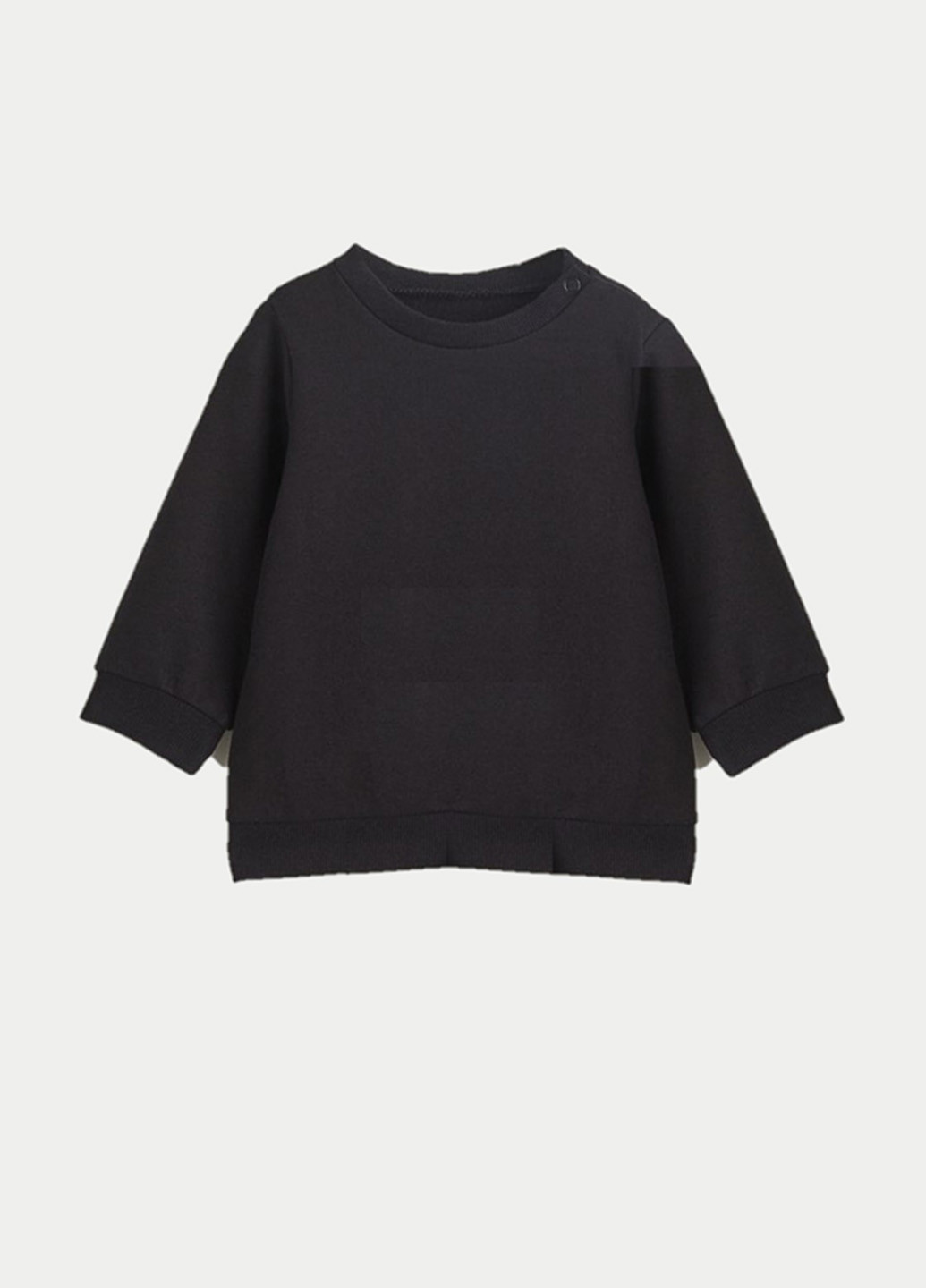 H&M свитшот однотонный черный кэжуал хлопок, трикотаж