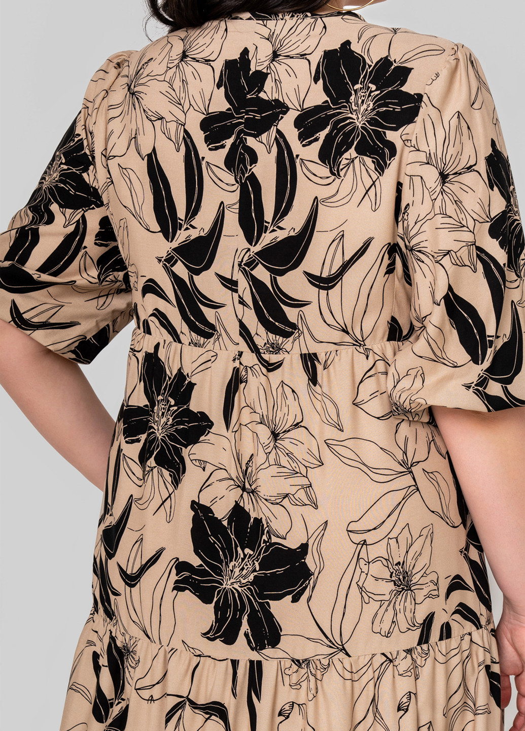 Темно-бежева кежуал сукня а-силует A'll Posa з квітковим принтом