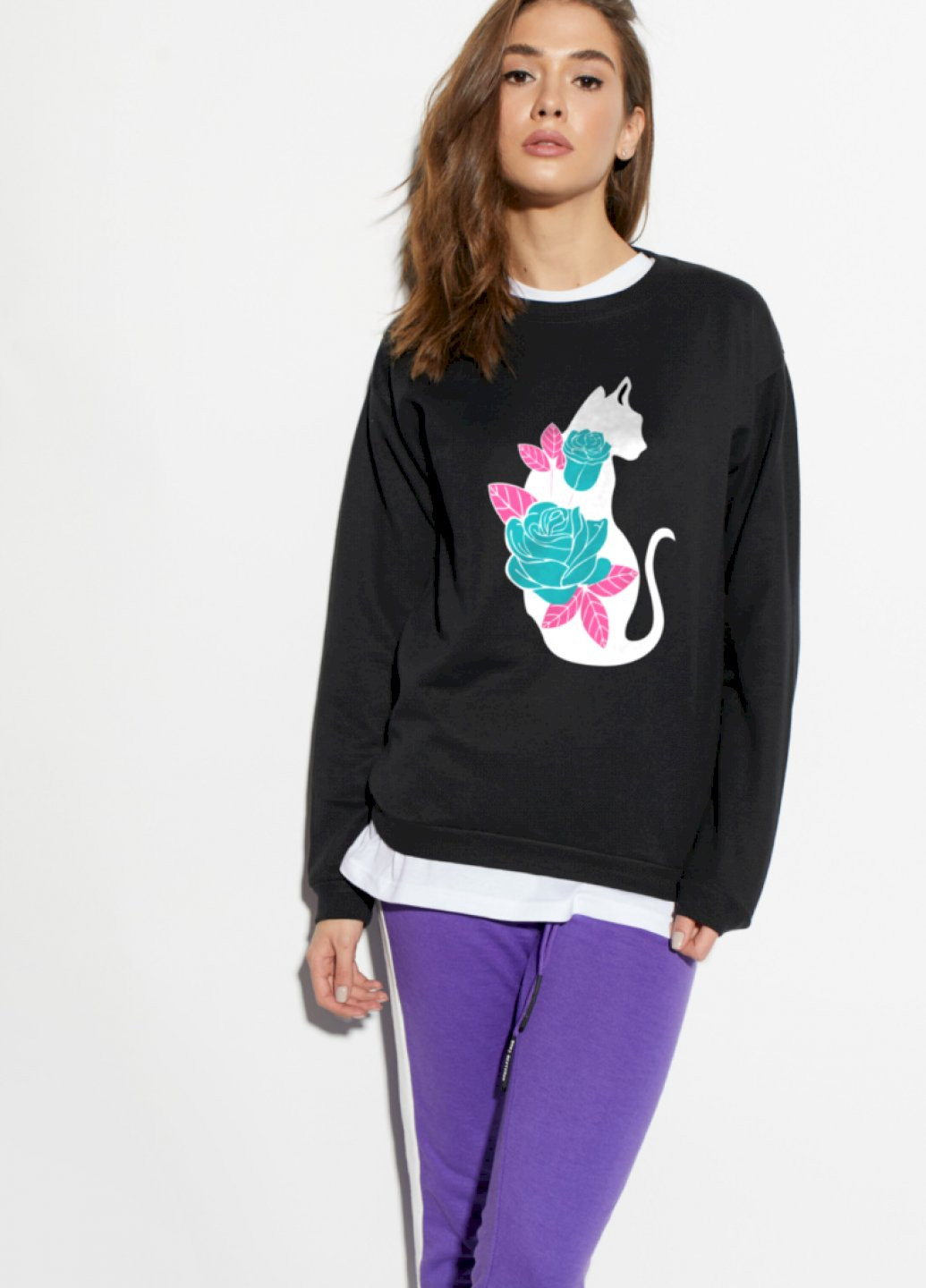 Черный свитшот женский /no flis/ YAPPI рисунок (251467815)