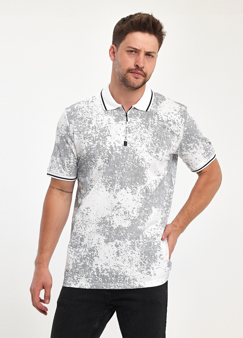 Белая футболка-поло для мужчин Trend Collection с абстрактным узором