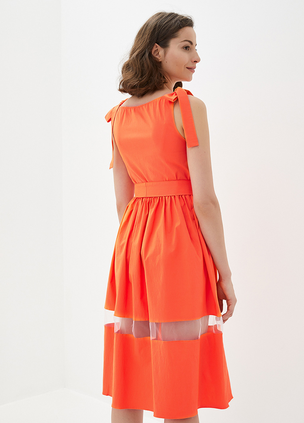 Оранжевое кэжуал платье а-силуэт Podium однотонное