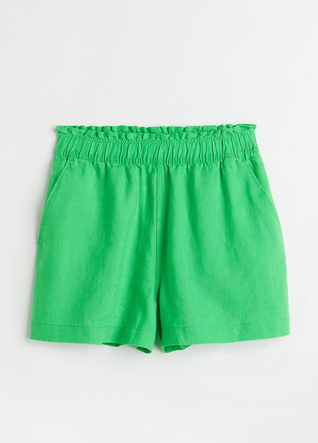 Льняные зеленые шорты H&M (254410555)