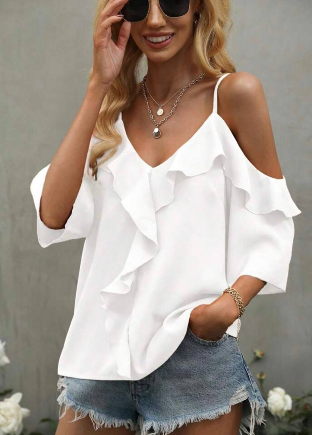 Белая блуза No Brand