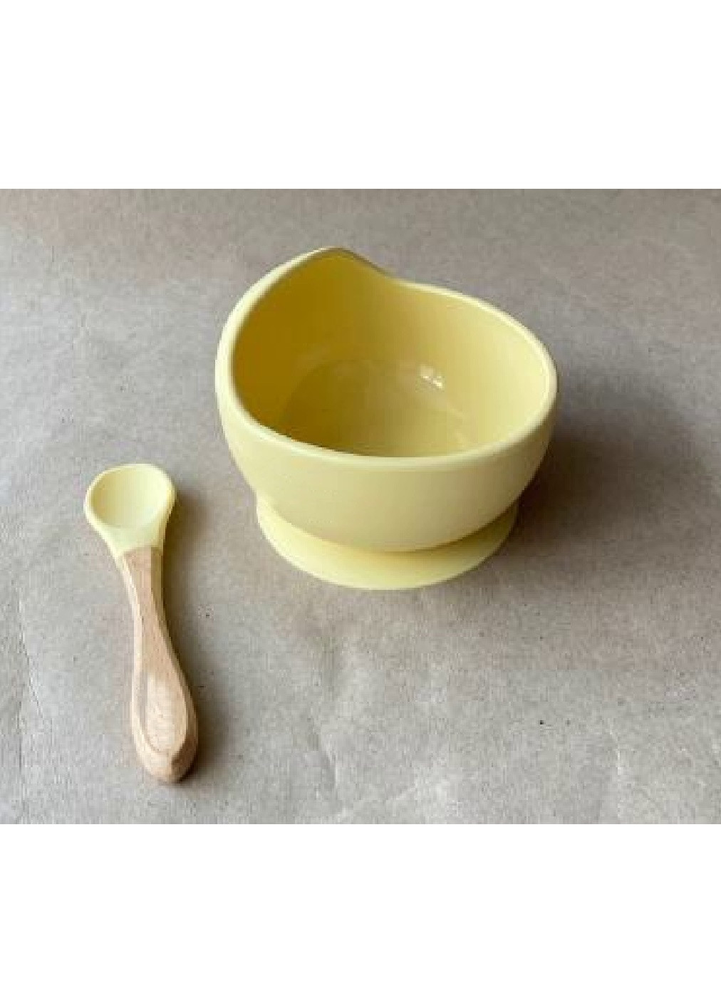 Дитяча силіконова миска тарілка посуд для дітей на присосці з ложкою (9251435-Т) Жовта Francesco Marconi (251327347)