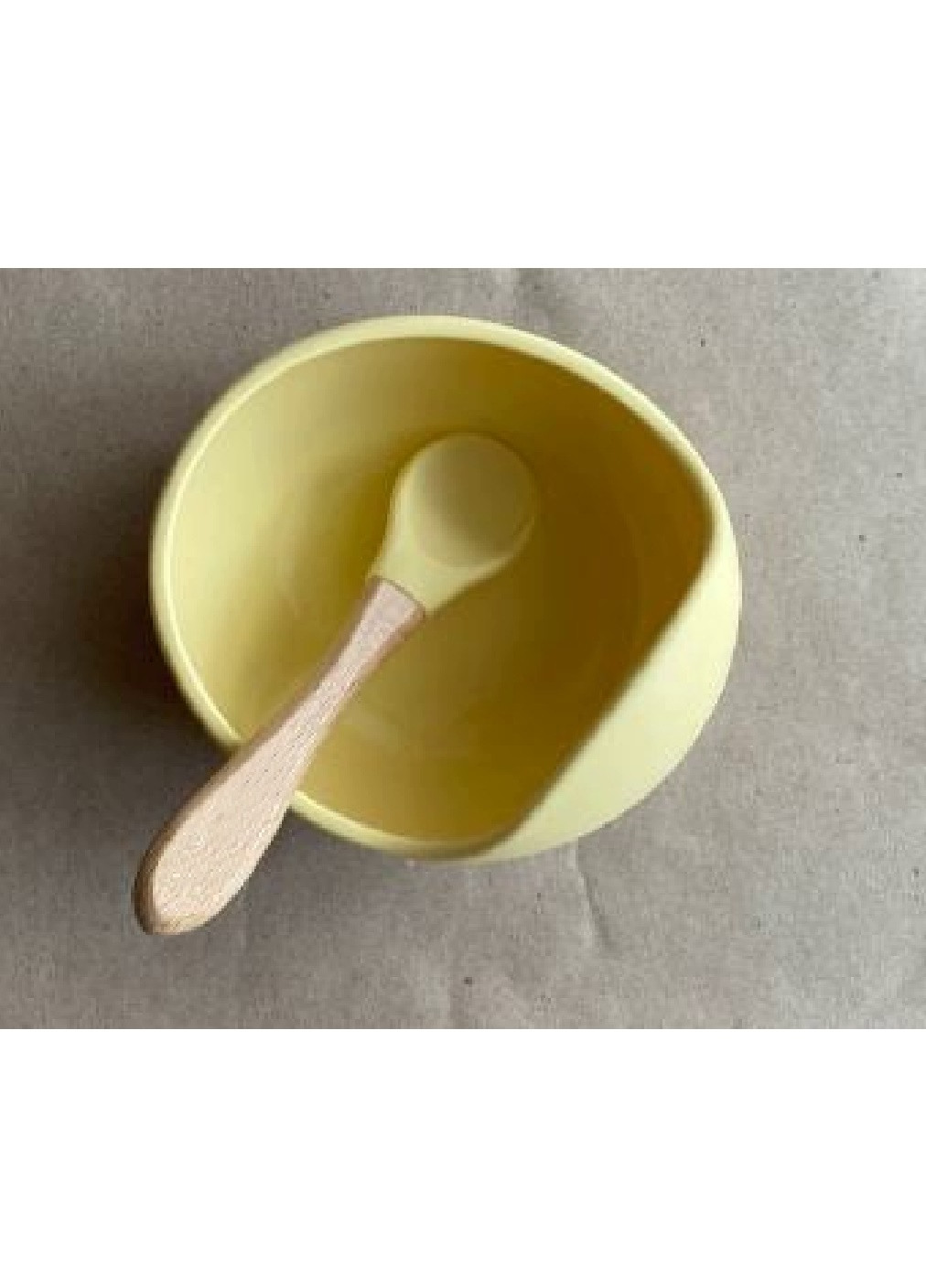 Дитяча силіконова миска тарілка посуд для дітей на присосці з ложкою (9251435-Т) Жовта Francesco Marconi (251327347)