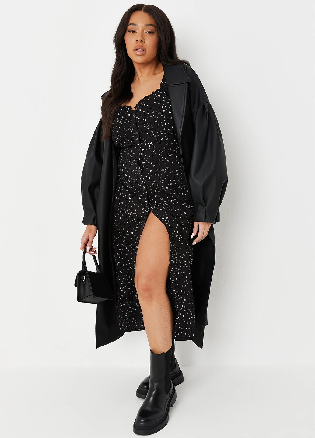 Черное кэжуал платье Missguided с цветочным принтом