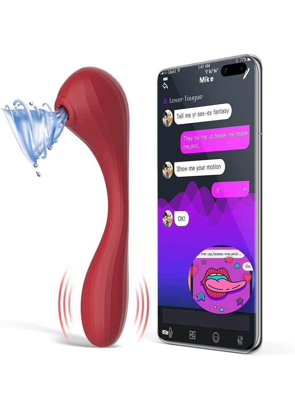 Вакуумний вагінально-кліторальний стимулятор Bobi Red, керування зі смартфона Magic Motion (254551202)