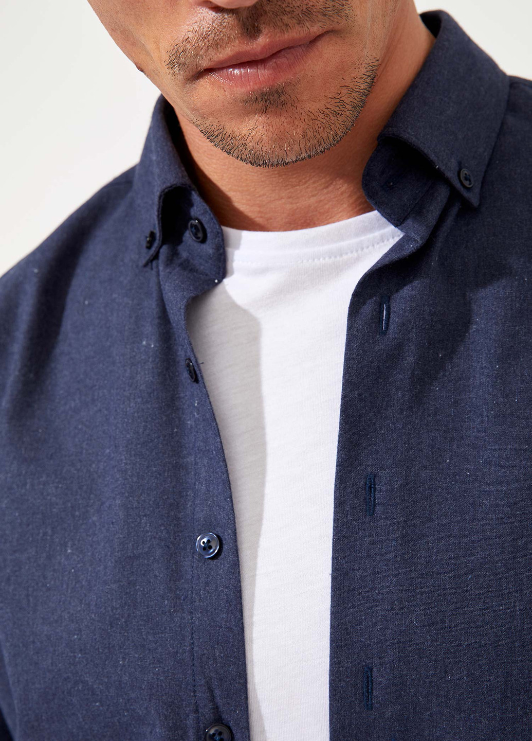 Темно-синяя кэжуал рубашка DeFacto