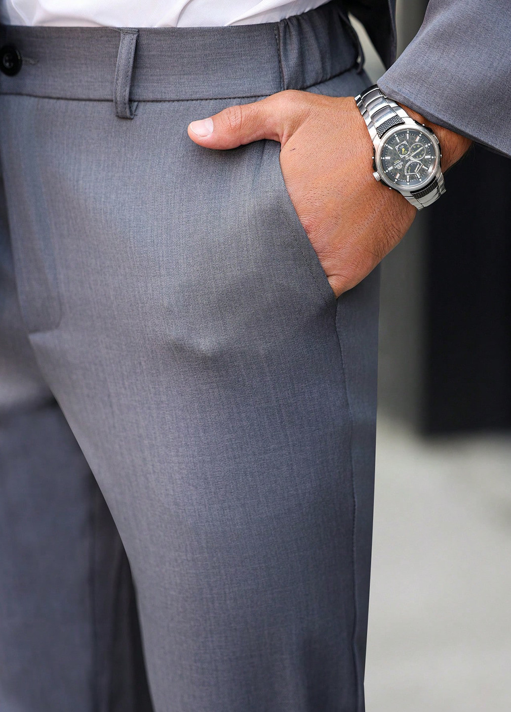 Серый демисезонный костюм (пиджак, брюки) брючный SHEIN