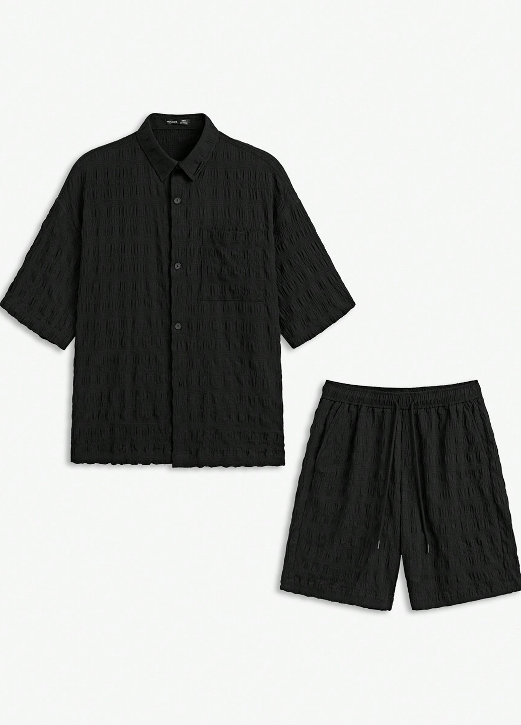 Чорний літній костюм (сорочка, шорти) з шортами SHEIN