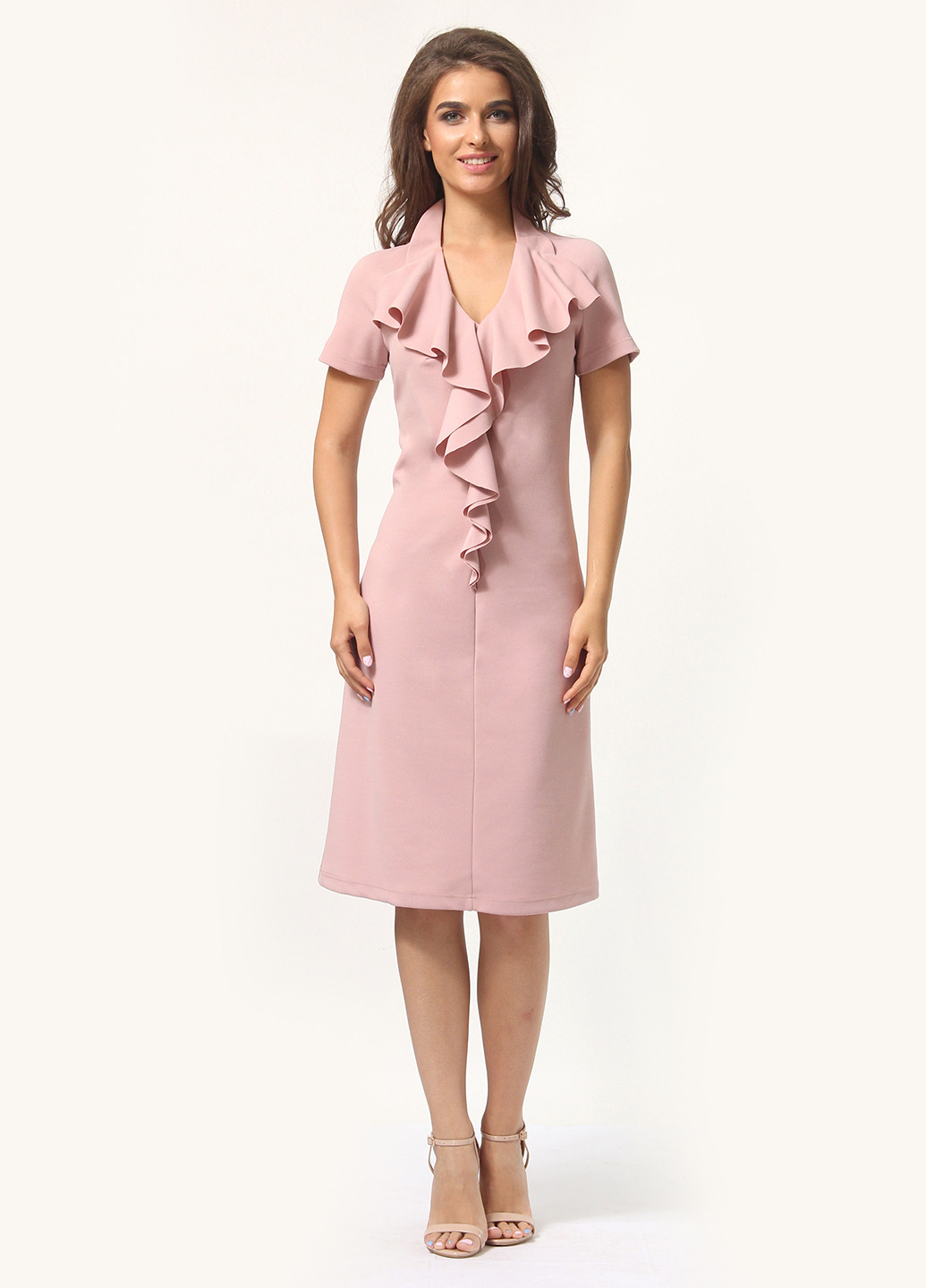 Светло-розовое кэжуал платье футляр Lada Lucci однотонное