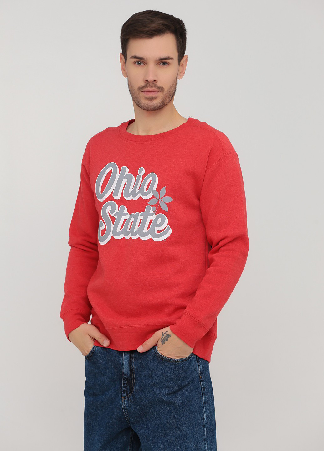 Червоний світшот OHIO напис без декору (361960128)