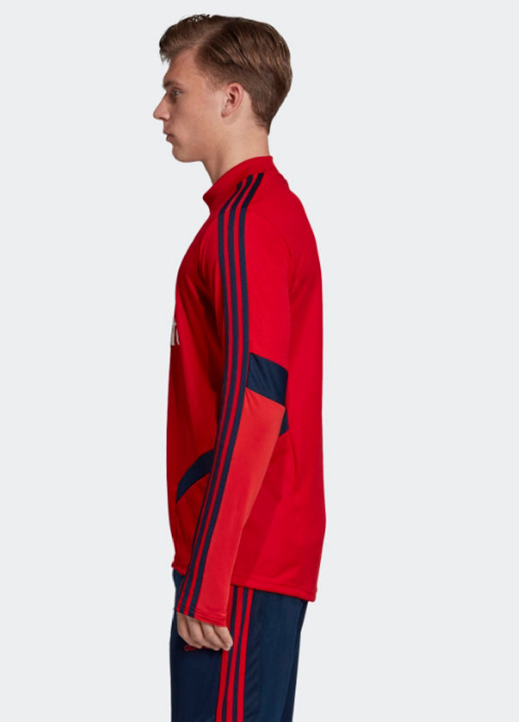 Красный демисезонный спортивный лонгслив adidas с логотипом