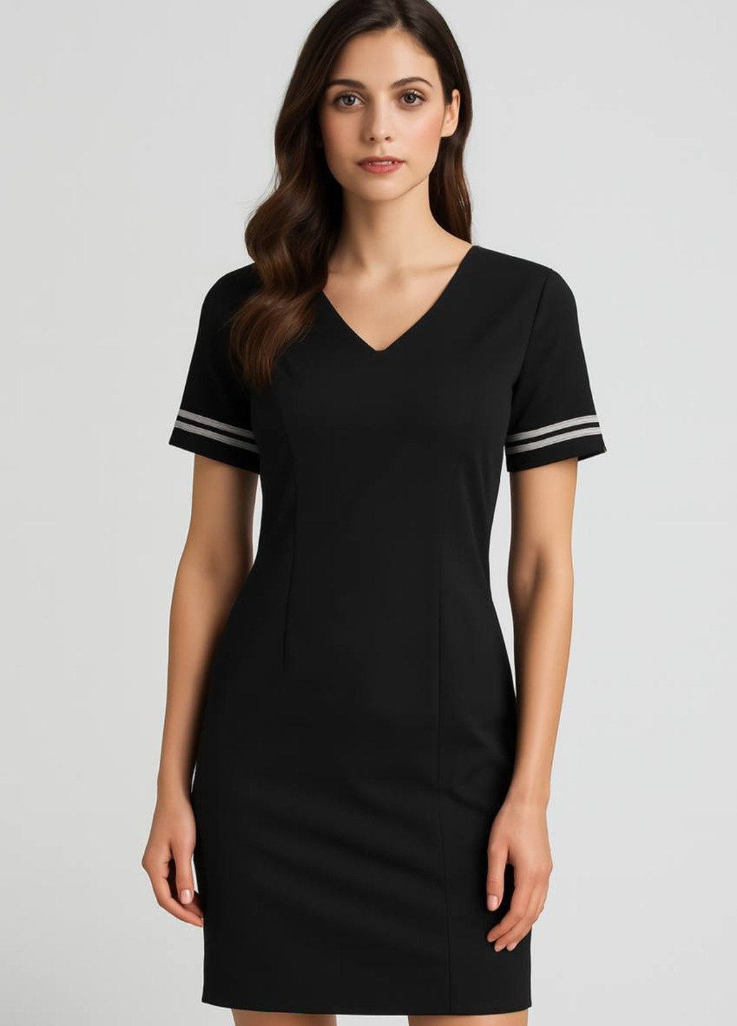 Чорна кежуал сукня футляр Cintas в смужку