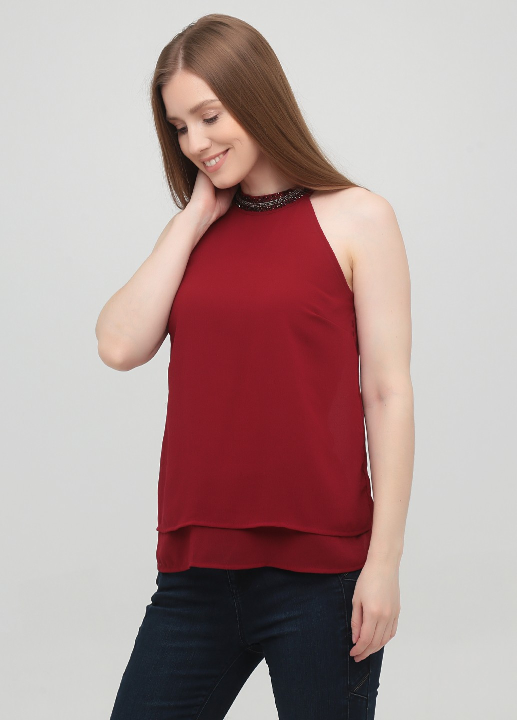 Бордовая летняя блуза Jennyfer