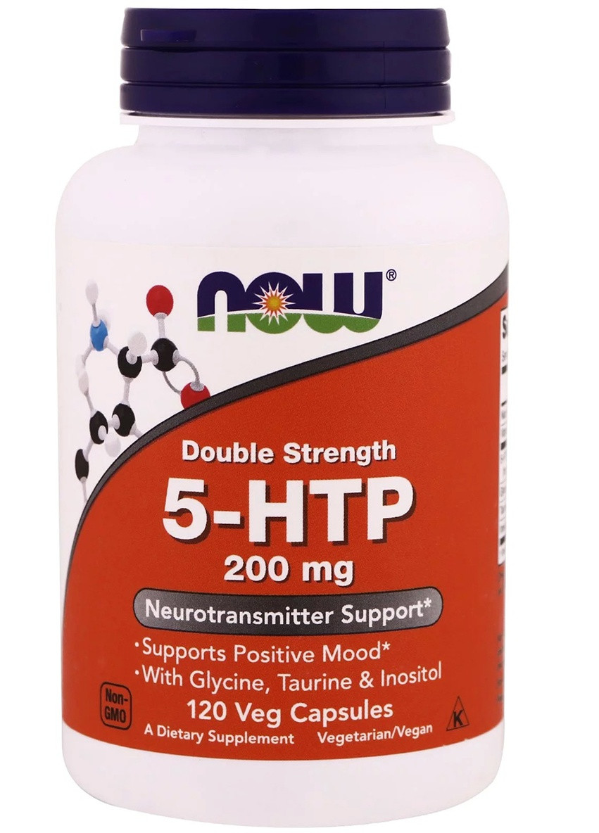 5-HTP (гідроксітріптофана), 200 мг, Подвійна Сила,, 120 гелевих капсул Now Foods (225714514)