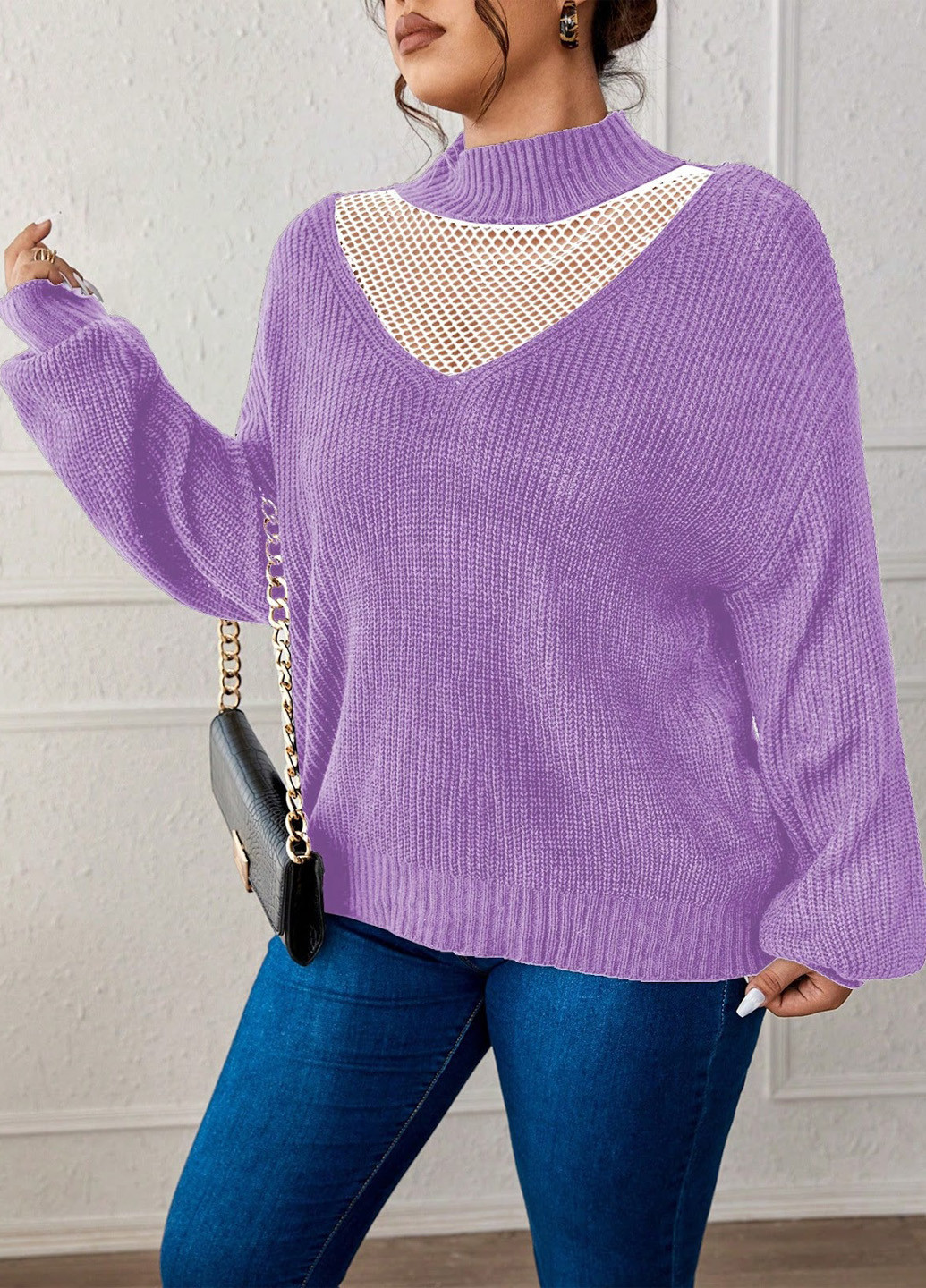 Фиолетовый зимний свитер SHEIN