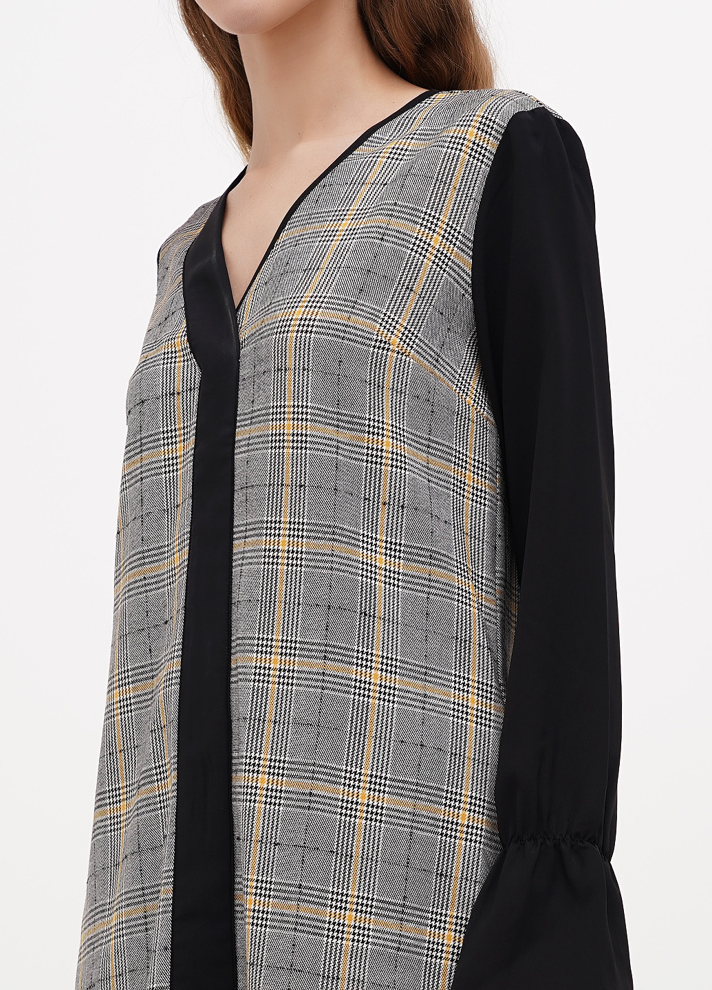 Серое кэжуал платье Sassofono в клетку