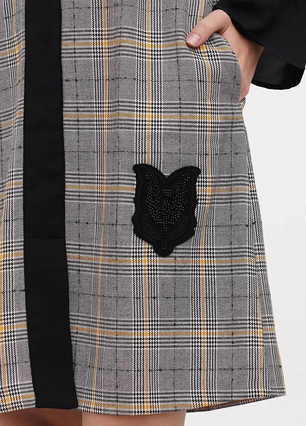 Серое кэжуал платье Sassofono в клетку