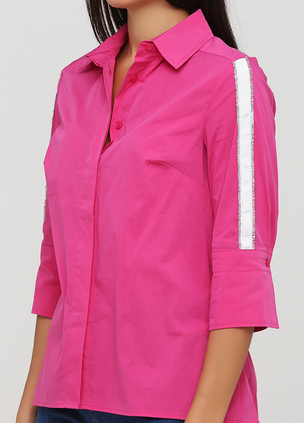Розовая кэжуал рубашка однотонная Heine