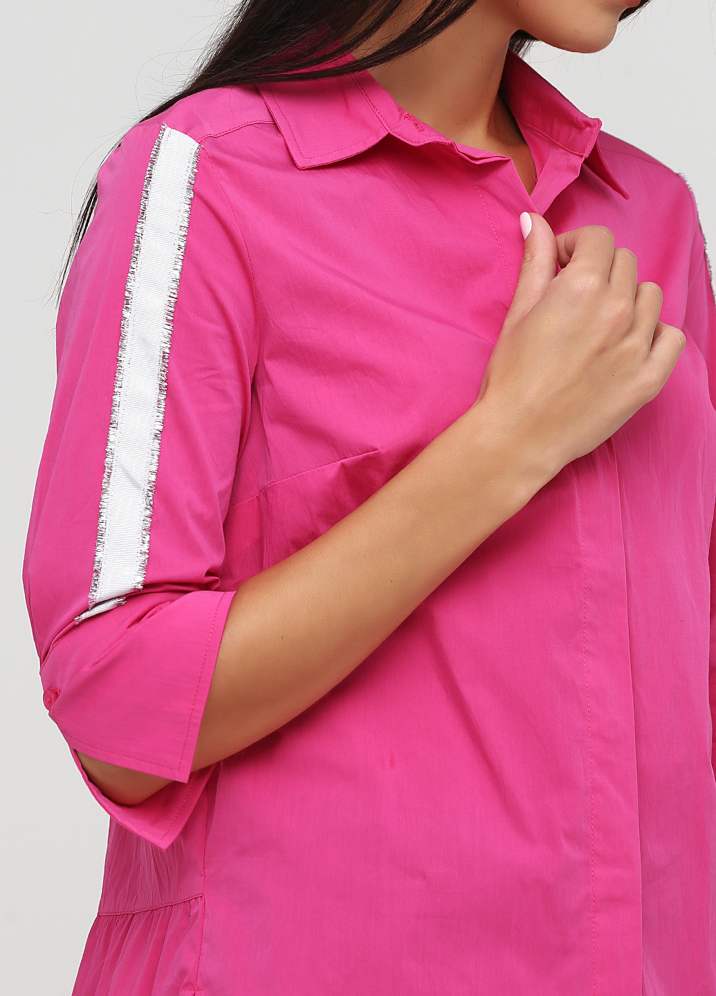 Розовая кэжуал рубашка однотонная Heine