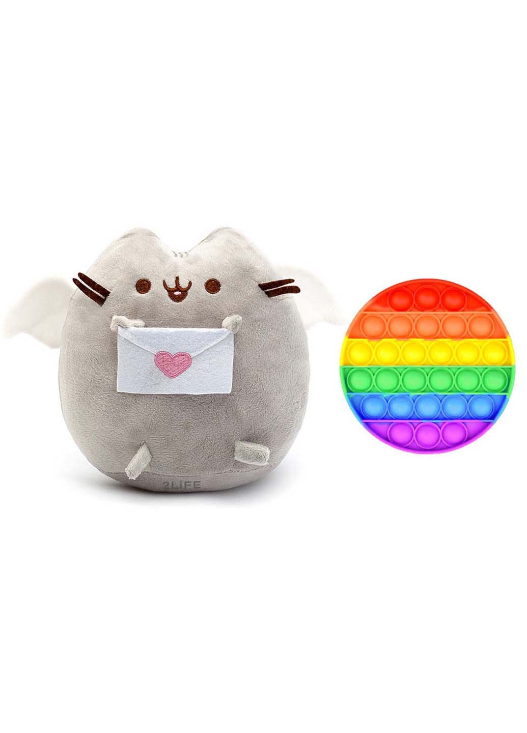 Набір м'яка іграшка кіт з листом Пушин кет і Іграшка антистрес Pop It коло ST (256544187)