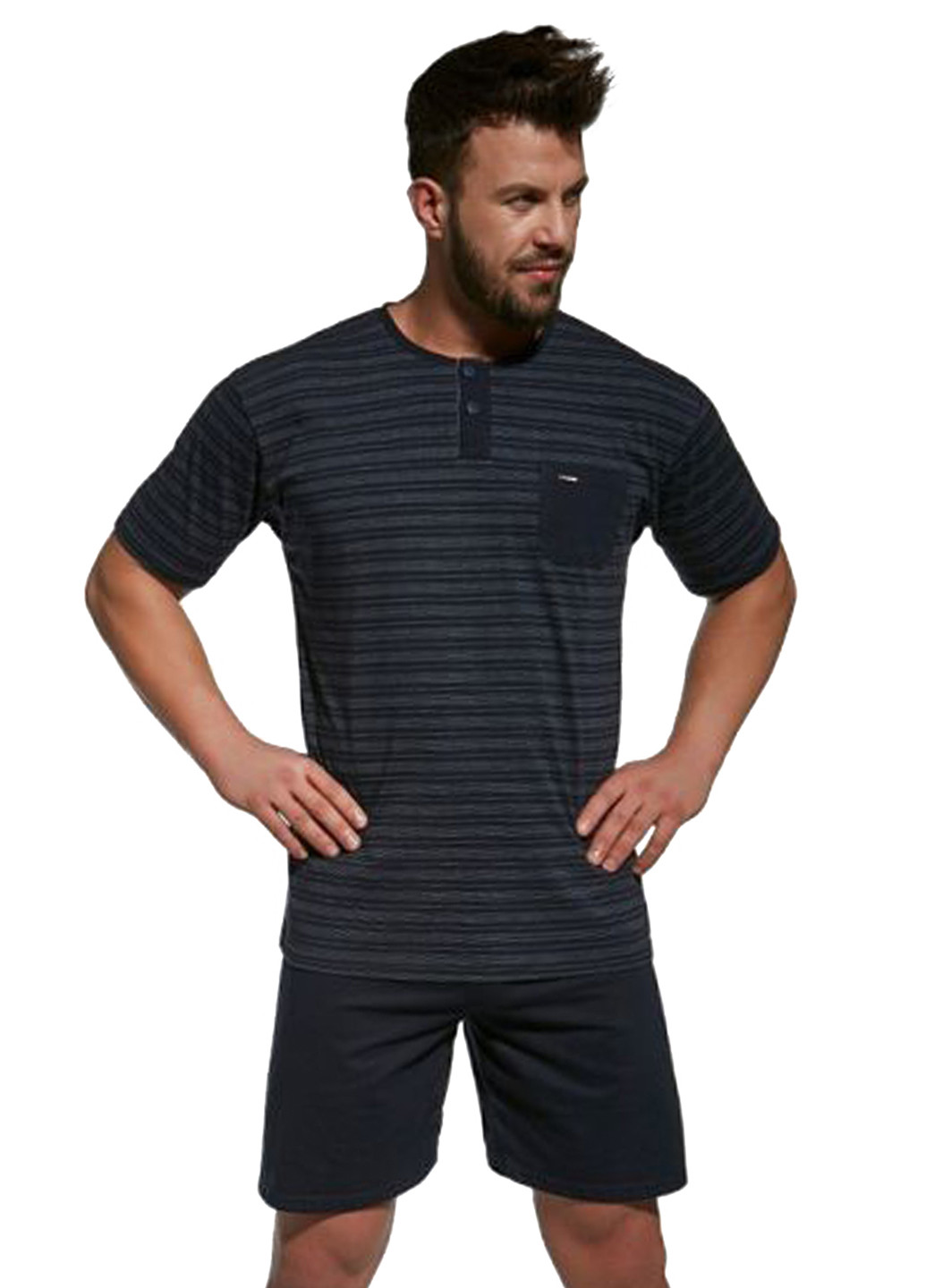 Темно-синий демисезонный комплект (футболка, шорты) Cornette