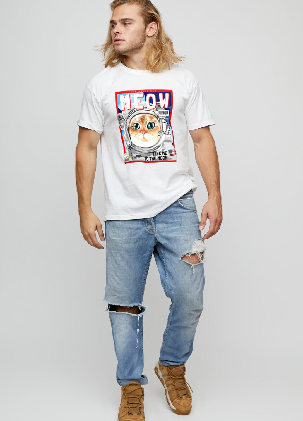 Белая футболка мужская basic /air print/ YAPPI