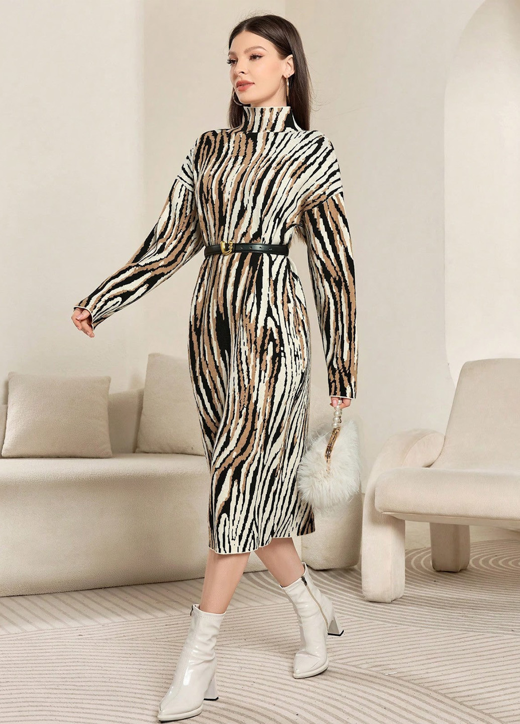 Коричнева кежуал сукня SHEIN тигровый