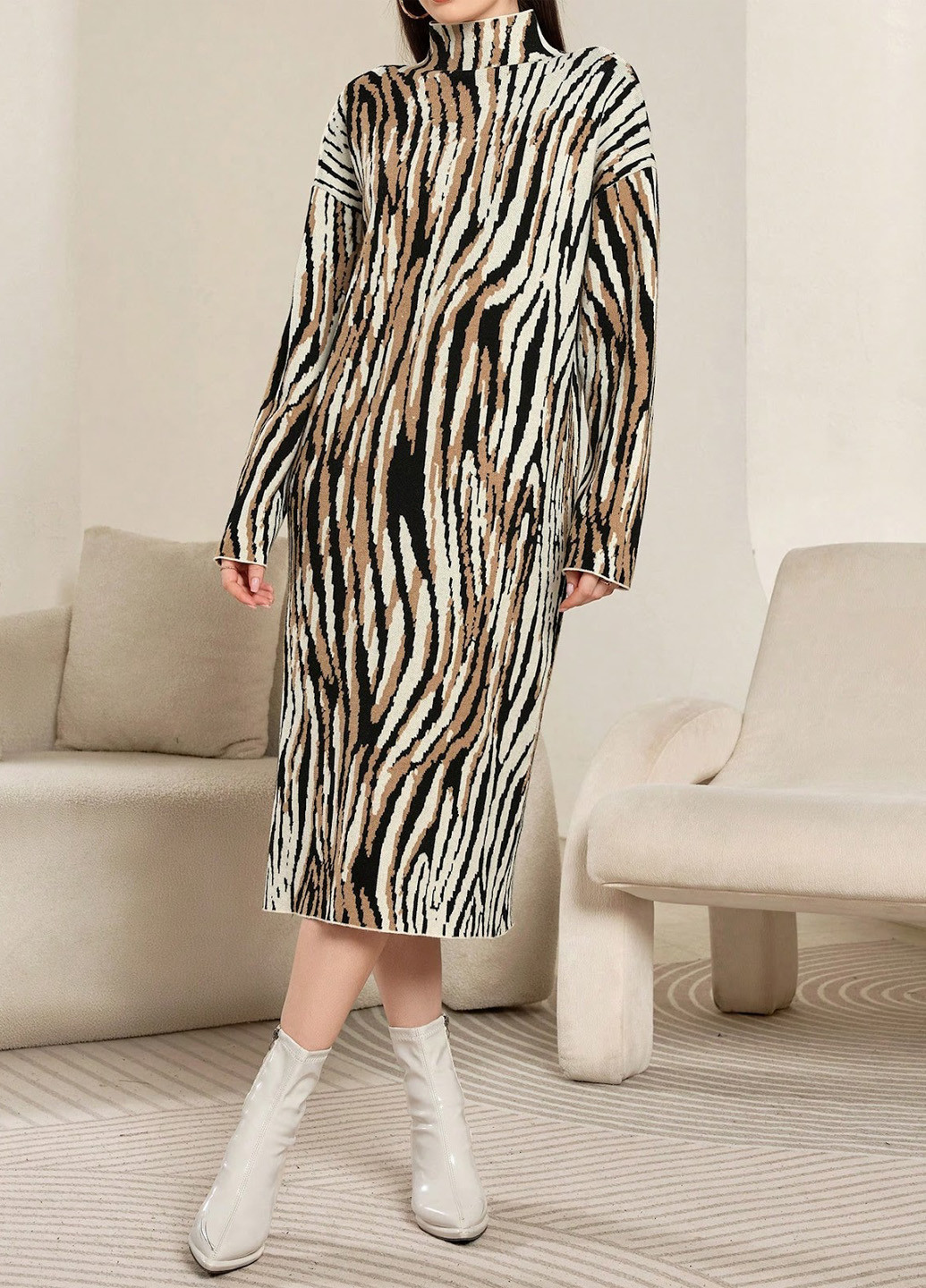 Коричнева кежуал сукня SHEIN тигровый