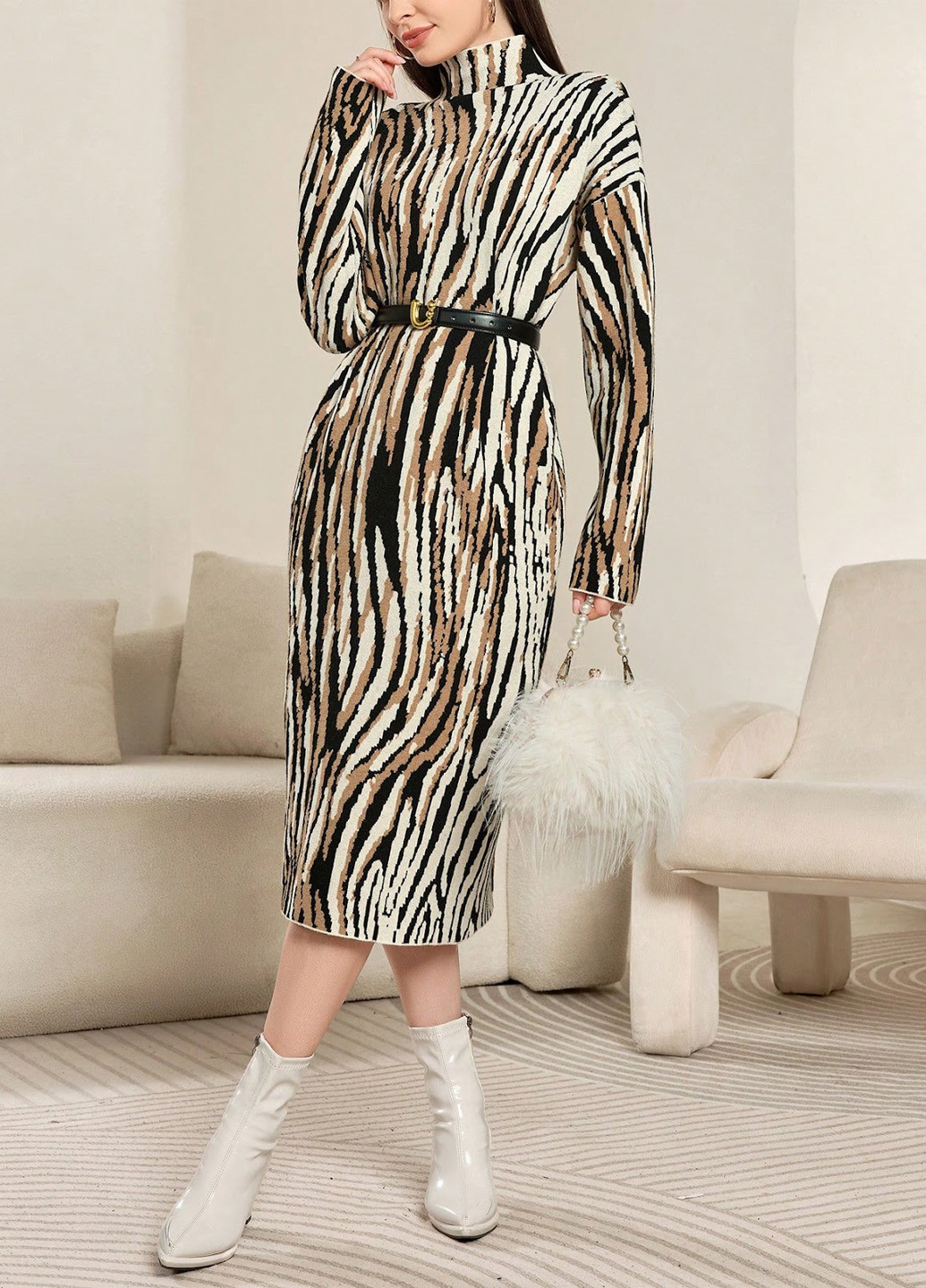 Коричнева кежуал сукня SHEIN тигровый