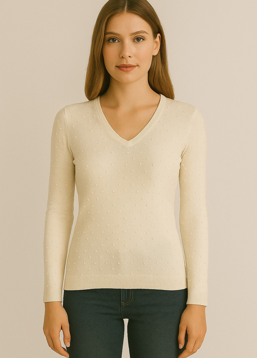 Молочный демисезонный пуловер пуловер Sassofono