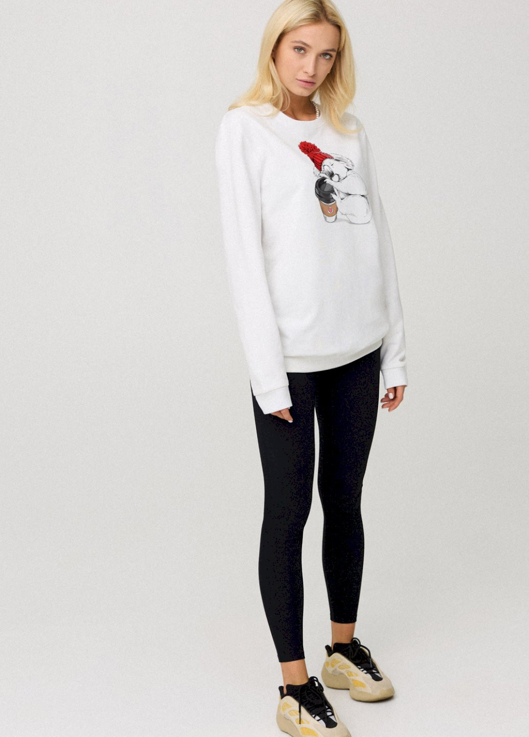 Белый світшот жіночий oversize /no flis/ YAPPI (254659341)