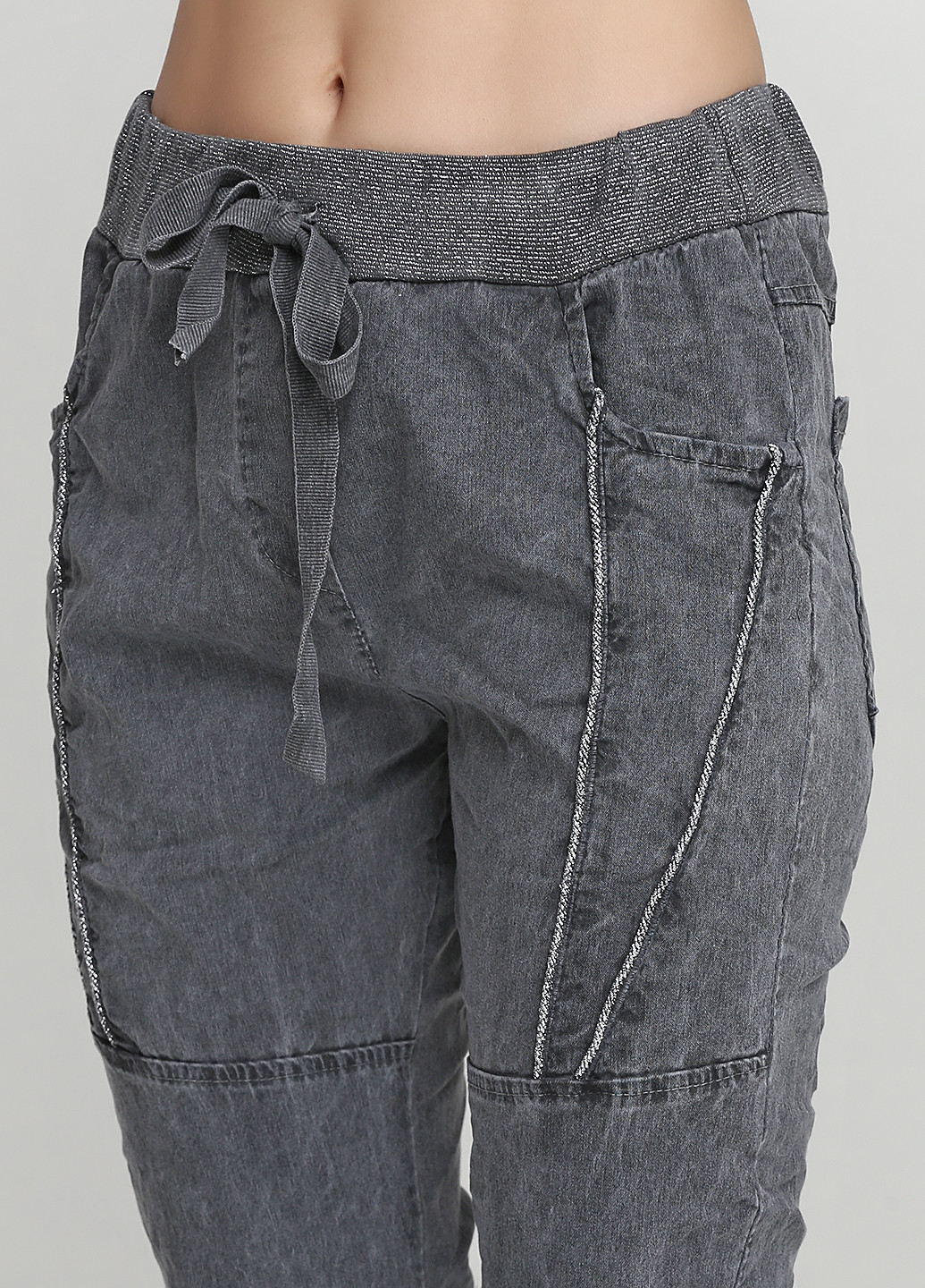 Серые кэжуал демисезонные зауженные брюки New Collection