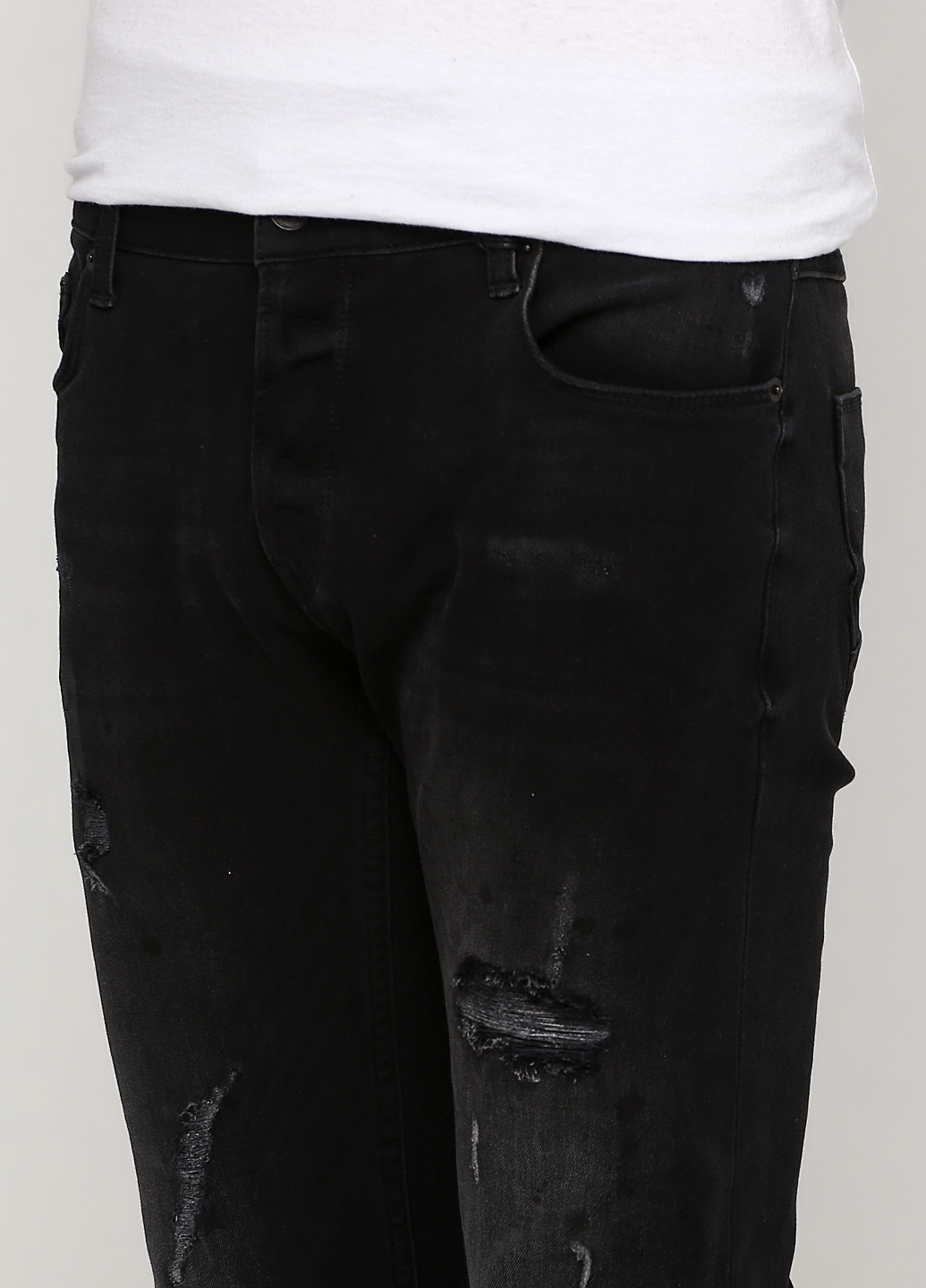 Черные демисезонные слим фит джинсы Solid