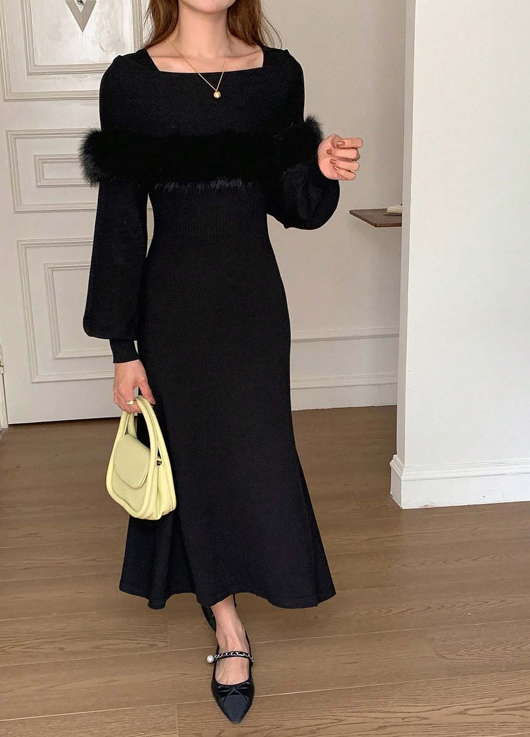 Чорна кежуал сукня годе SHEIN однотонна