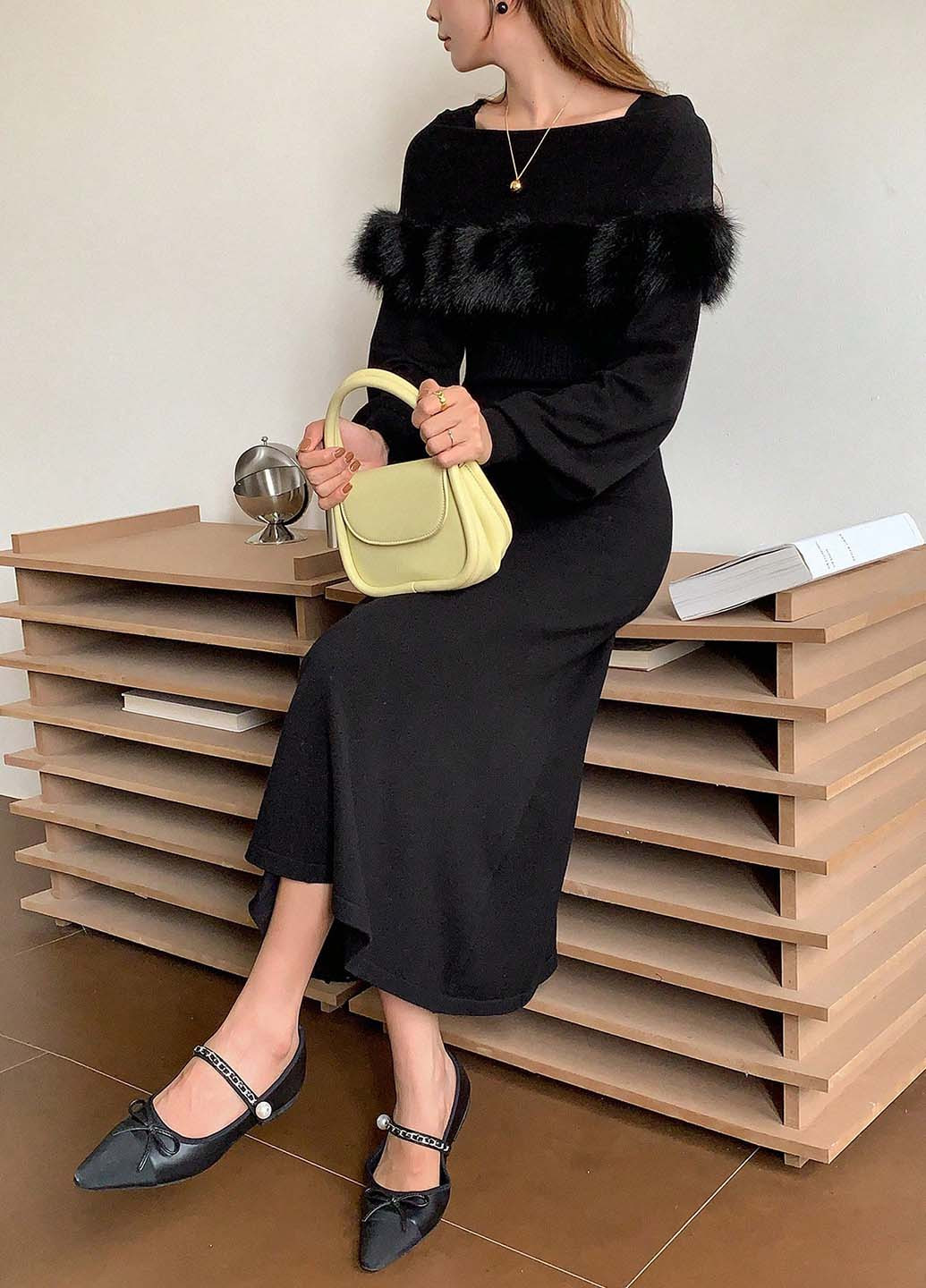 Чорна кежуал сукня годе SHEIN однотонна