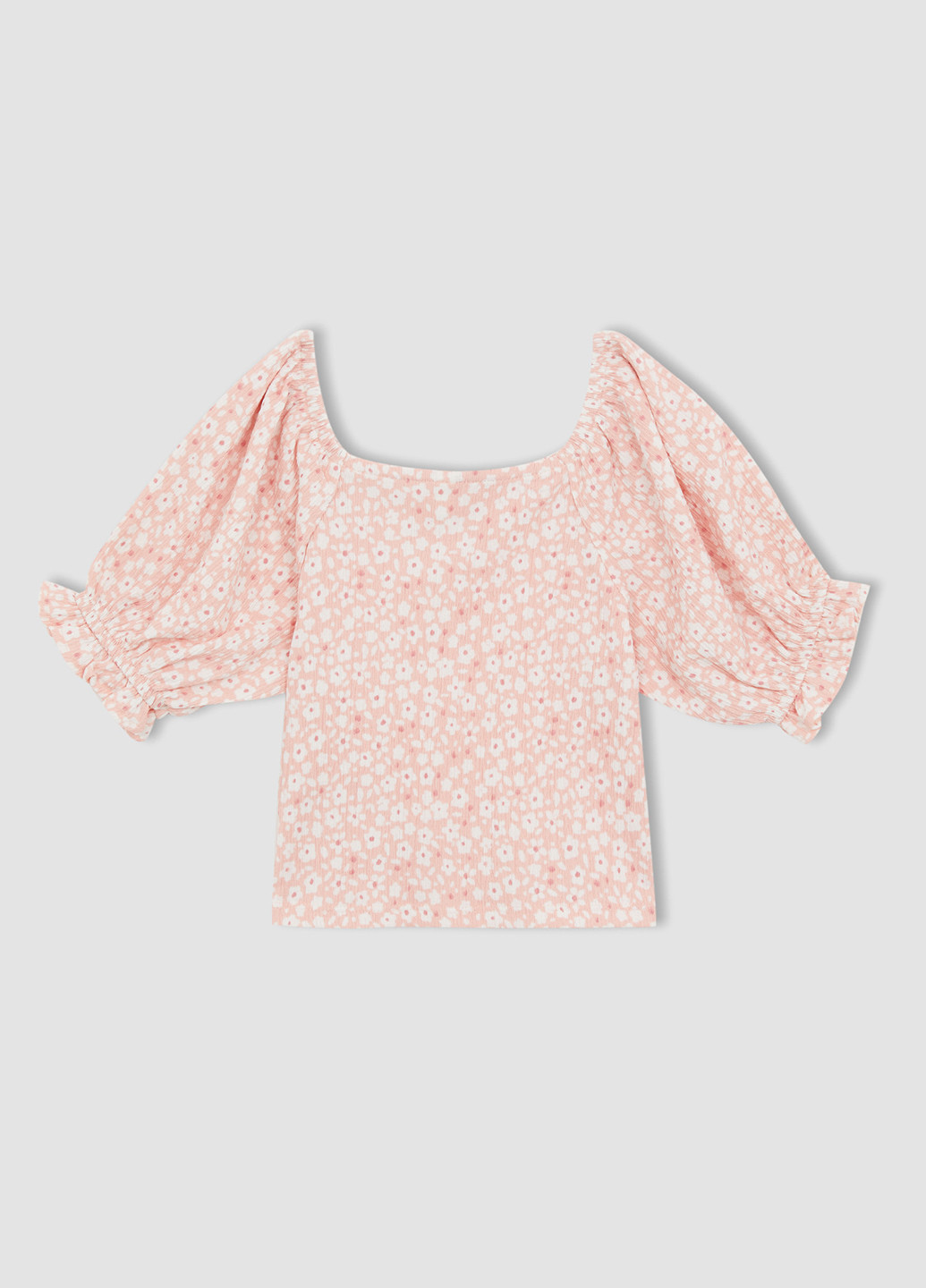 Светло-розовая цветочной расцветки блузка DeFacto летняя