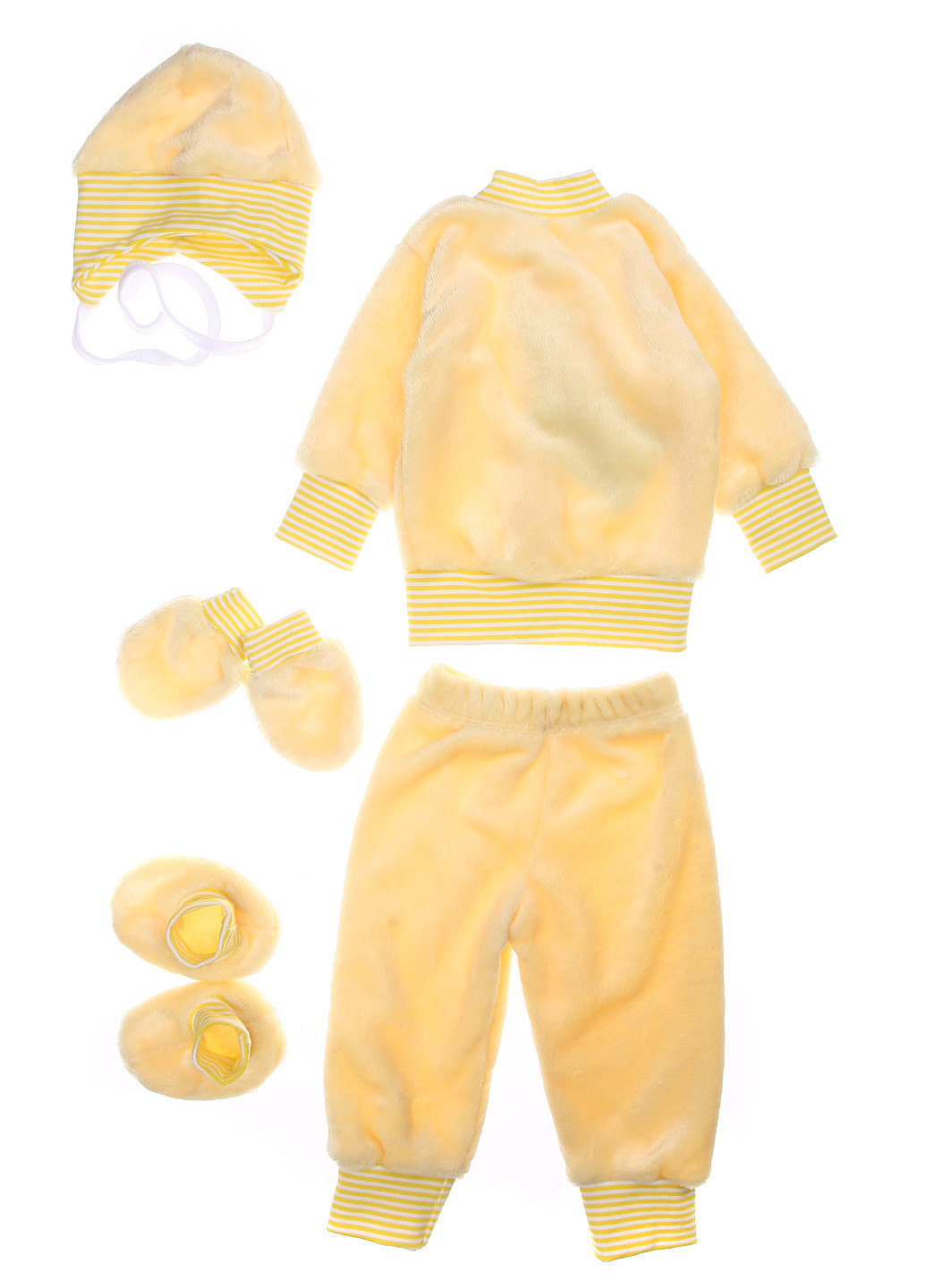 Жовтий демісезонний комплект (кофта, штани, шапка, царапки, пінетки) Ивтекс