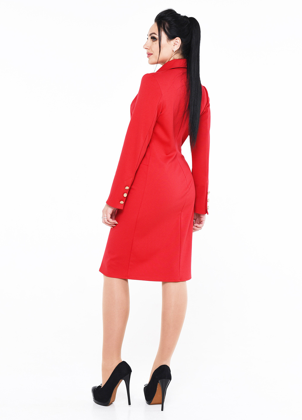 Красное кэжуал платье рубашка Alpama однотонное