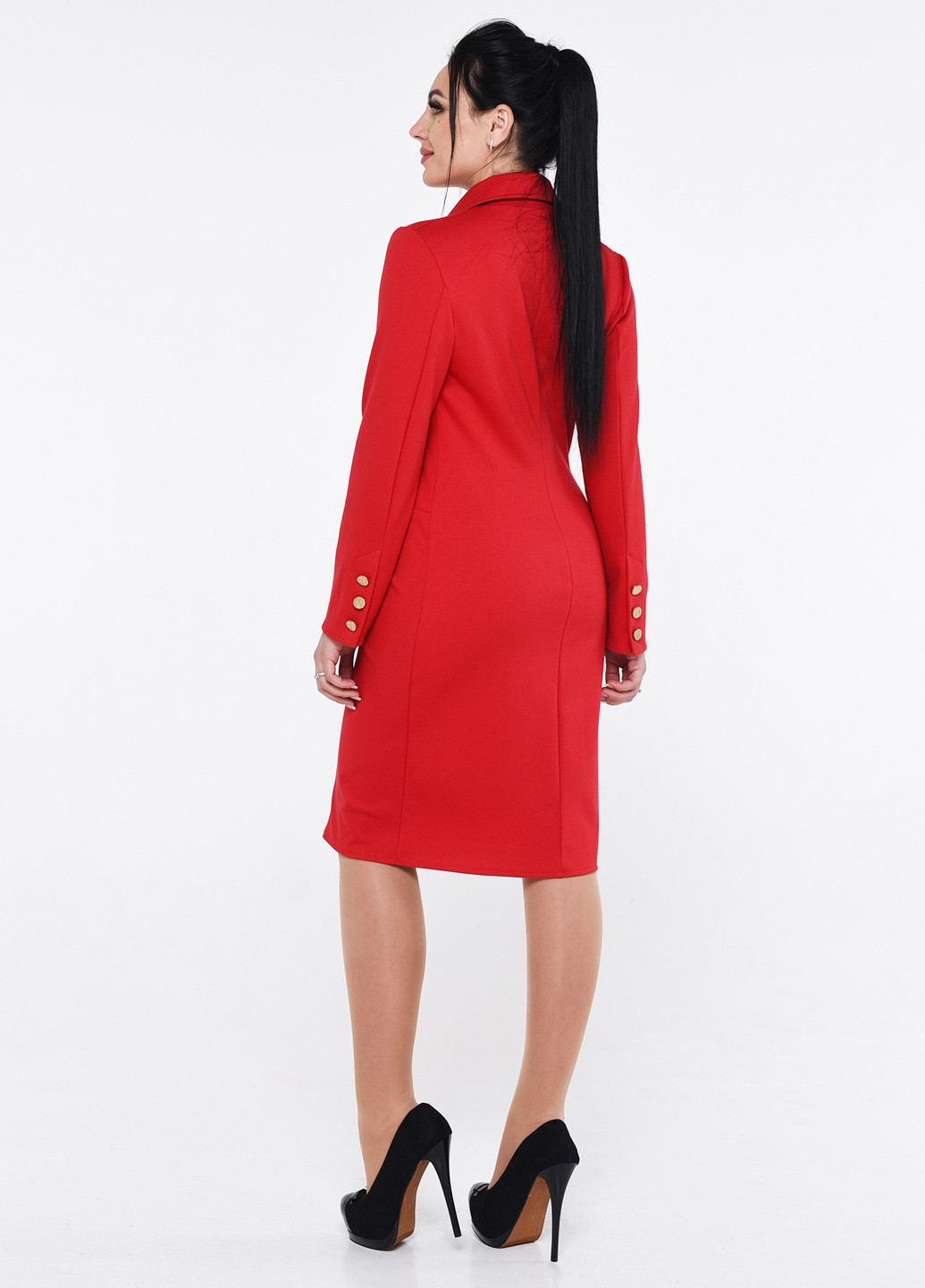 Красное кэжуал платье рубашка Alpama однотонное