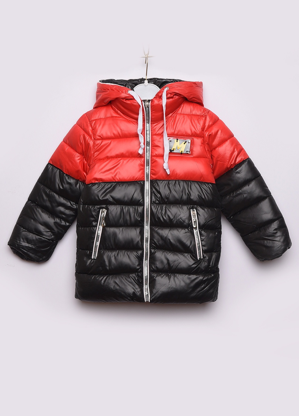 Красная демисезонная куртка детская демисезон красно - черная с капюшоном Let's Shop