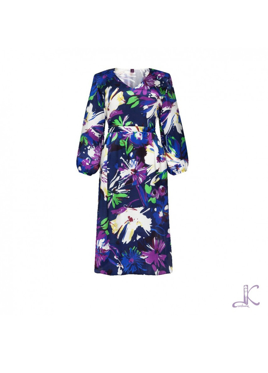 Фиолетовое кэжуал платье футляр LKcostume с цветочным принтом