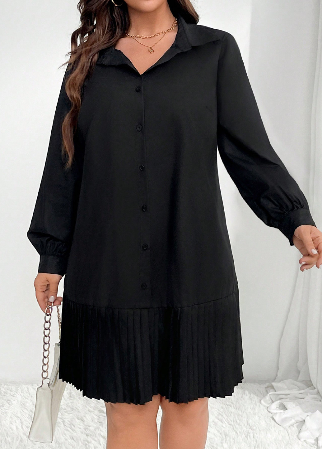 Чорна кежуал сукня сукня-сорочка SHEIN однотонна