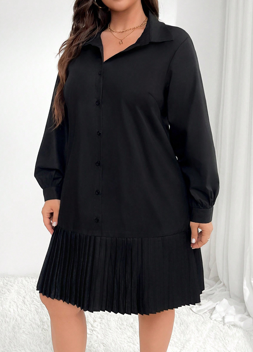 Чорна кежуал сукня сукня-сорочка SHEIN однотонна