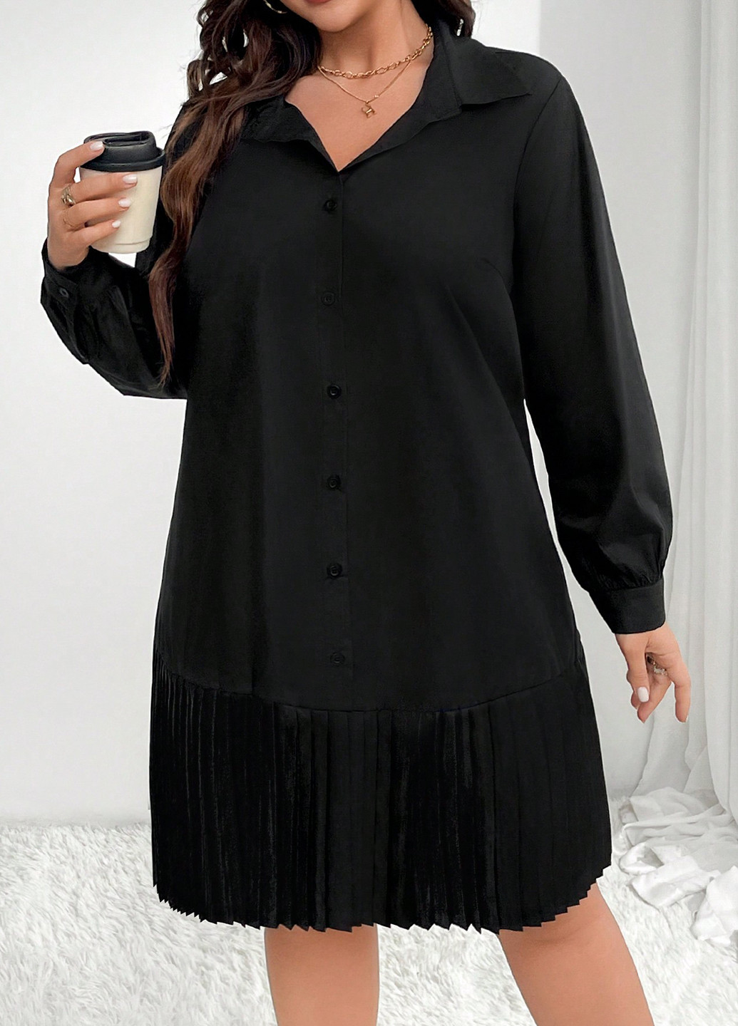 Чорна кежуал сукня сукня-сорочка SHEIN однотонна